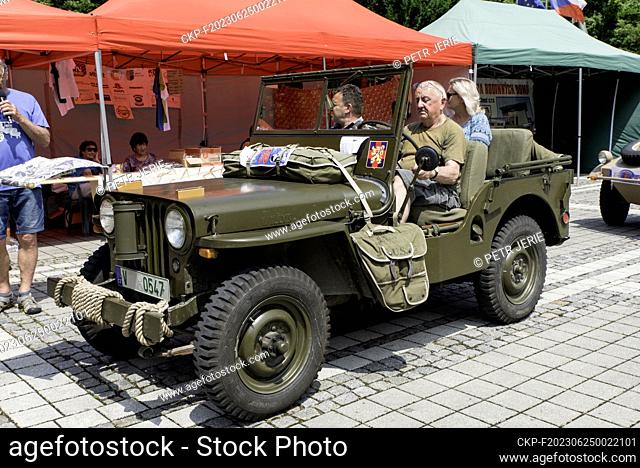 XXV. Klecany veteran Rallye at Klecany square, Czech Republic, June 10, 2023. Pictured Jeep Willys CJ 2A, r.v. 1946 (CTK Photo/Petr Jerie)