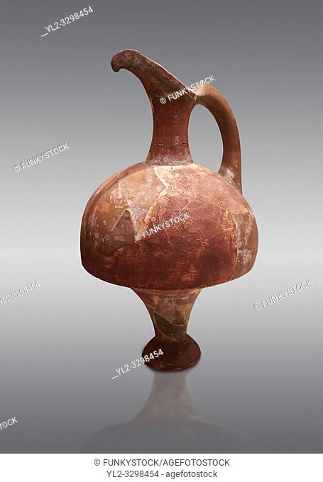 Hittite terra cotta red glazed beak spout pitcher . Hittite Period, 1600 - 1200 BC. Hattusa BoÄŸazkale. Çorum Archaeological Museum, Corum, Turkey