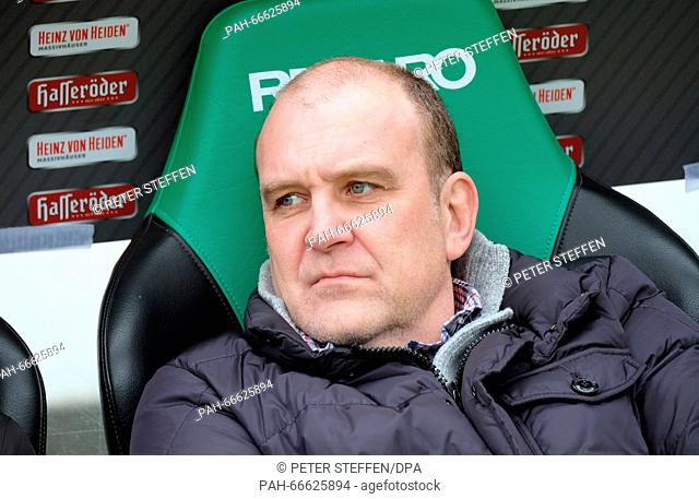 Cologne's Sports Manager Joerg Schmadtke before kick-off at the German Bundesliga soccer match between Hanover 96 and 1. FC Cologne at the HDI-Arena in Hanover