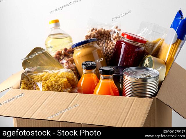 close up of food in donation box