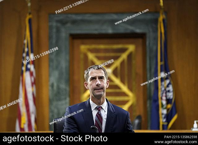 United States Senator Tom Cotton (Republican of Arkansas) attends a US Senate Banking Committee hearing on Capitol Hill on September 24, 2020 in Washington, DC