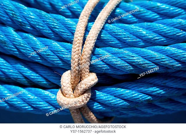 Ropes on the deck of a trawler in the north Adriatic sea, Chioggia, Venice province, Italy