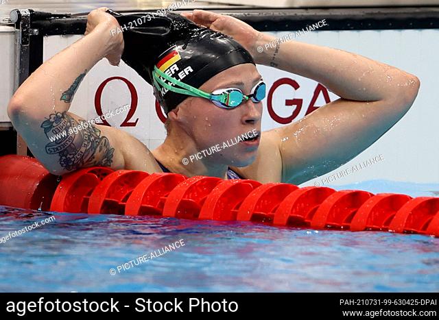 31 July 2021, Japan, Tokio: Swimming: Olympics, women, 800m freestyle, final at Tokyo Aquatics Centre. Sarah Köhler from Germany reacts