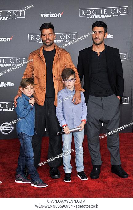 World premiere of 'Rogue One: A Star Wars Story' held at Pantages Theatre - Arrivals Featuring: Ricky Martin, Matteo Martin, Valentino Martin