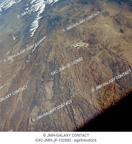 Kabul, Afghanistan area as seen from the Apollo 7 spacecraft during its 39th revolution of Earth. Photographed from an altitude of 127 nautical miles