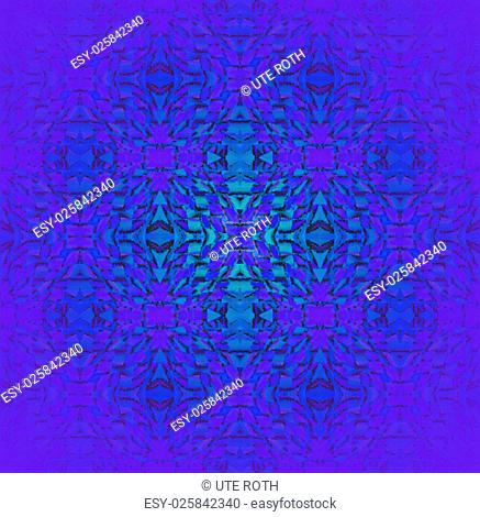 Abstract geometric background, seamless circles and diamond pattern in dark blue, purple and turquoise shades, centered and blurred