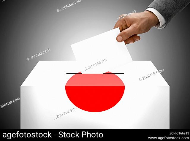 Ballot box painted into national flag colors - Japan