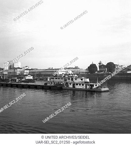Hafen am Fluss Amazonas, Brasilien 1966. Harbor at the river Amazon, Brazil 1966