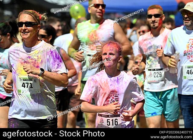 About 700 runners in action during the Colour Run in Sokolov, Czech Republic, June 24, 2023. (CTK Photo/Slavomir Kubes)