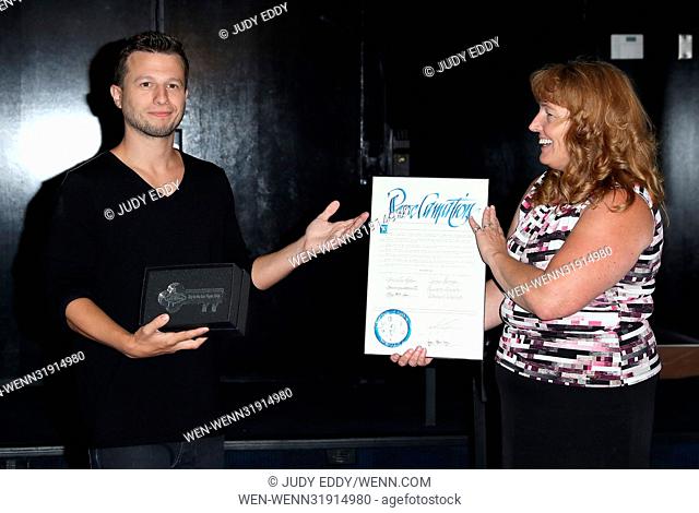 Magician Mat Franco Unveils Namesake Theater Marquee at The LINQ Hotel & Casino July 10 With Regional President Eileen Moore and Clark County Commissioner...