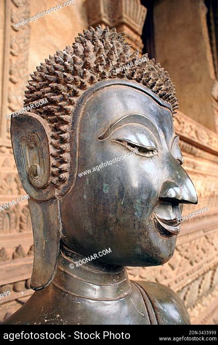 Buddha's head in Wat Phra Keo, Vientiane, Laos