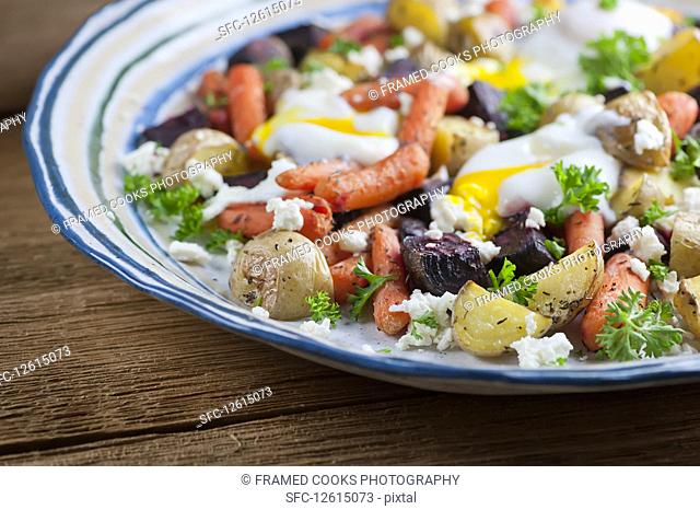 Roasted vegetable and egg salad