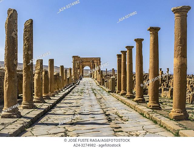 Algeria, Timgad City, Roman ruins of Timgad, UNESCO, (W. H. ), ecumanus msenu and Trajan's Arch