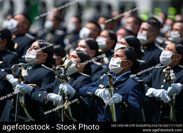 Newly promoted Police officers participate in their promotion ceremony during an event were Colombia's president Ivan Duque Marquez and Colombia's Minister of...