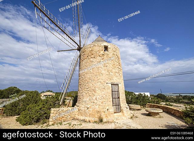 Sa Mirada mills, Sant Francesc Xavier, Formentera, Pitiusas Islands, Balearic Community, Spain