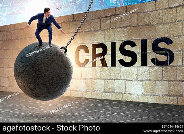 The businessman in crisis management concept