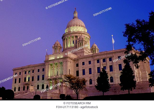 State House, State Capitol, Providence, Rhode Island, RI, The Rhode Island State House in the evening in the Capital City of Providence