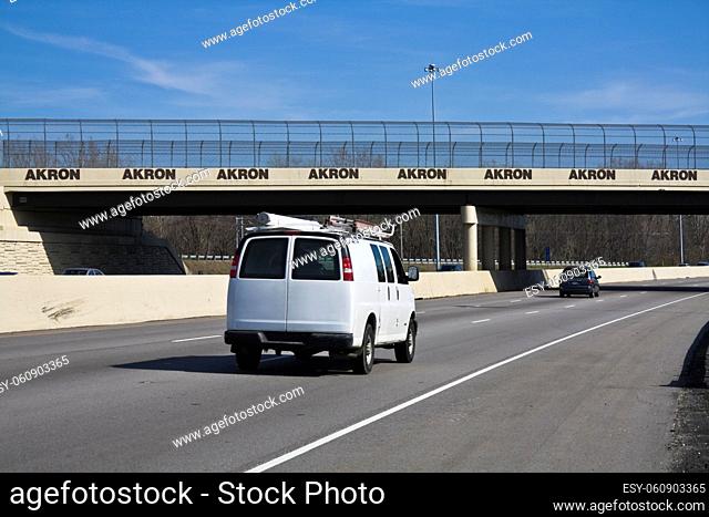 White Van entering Akron, Ohio