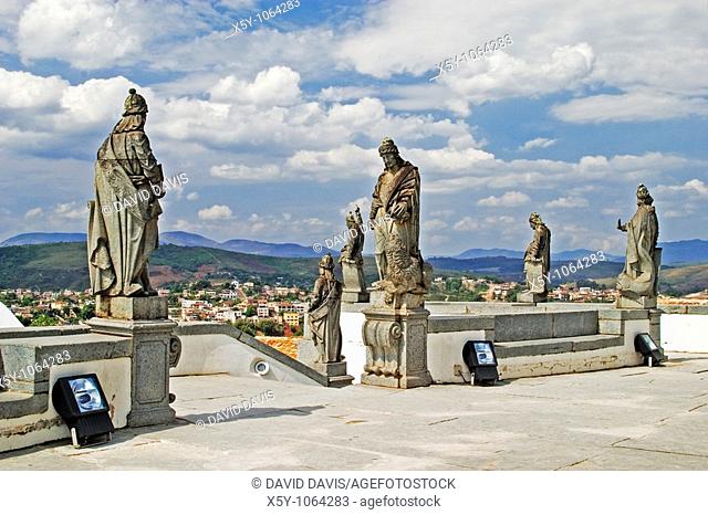 Soapstone sculpture of the Biblicial Prophets at Santuario do Senhor Bom Jesus de Matosinhos Built between 1758 and 1771 Located in Congonhas do Campo Minas...