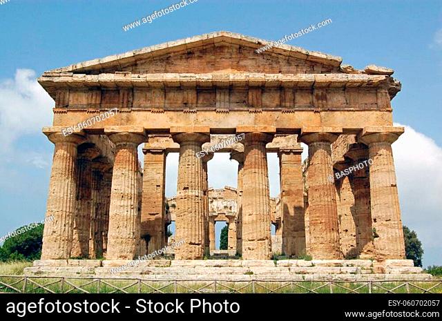 Temple of Neptune, best preserved ancient greek monument outside of Greece. Paestum, Campania, Italy