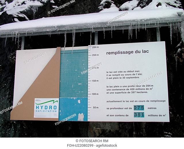 Switzerland, Europe, valais, wallis, Val D'Heremence, Dam Grande Dixence, informative signs