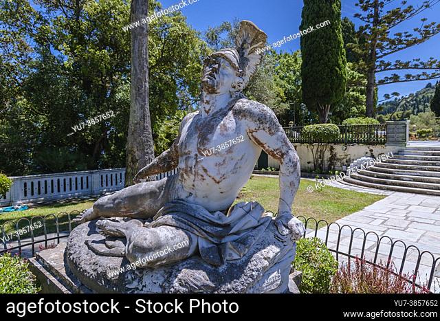 Dying Achilles statue in gardens of Achilleion palace built in Gastouri on Corfu island for the Empress Elisabeth of Austria, known as Sisi, Greece