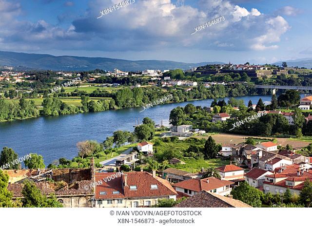 View of Minho River and Portuguese town of Valenca, Tui, Galicia, Spain