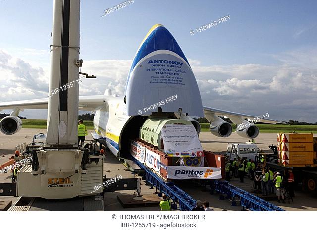 The Antonov 225, the largest fixed-wing aircraft ever built, at the airport Frankfurt-Hahn Airport, Lautzenhausen, Rhineland-Palatinate, Germany, Europe
