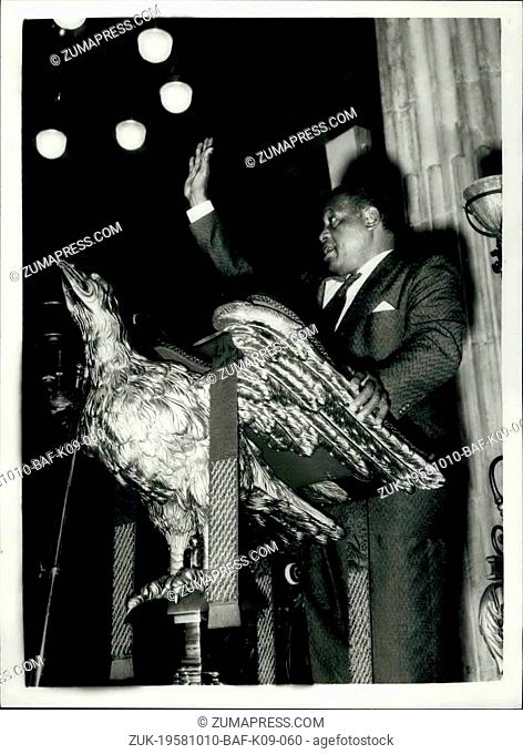Oct. 10, 1958 - Paul Robeson at St. Paul's: The famous singer Paul Robeson today went to St. Paul's Cathedral, to choose the position from which he will sing at...
