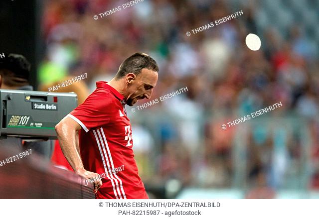 Munich's Franck Ribery seen during an international soccer friendly match between FC Bayern Munich and Manchester City at the Allianz Arena in Munich, Germany