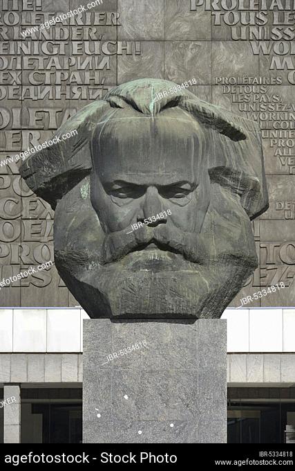 Monument, Karl Marx, Street of Nations, Chemnitz, Saxony, Germany, Europe
