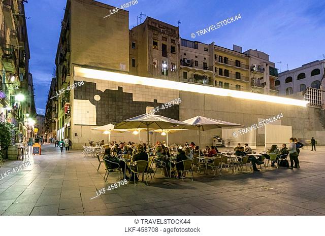 Street Cafes near MACBA, Raval, Barcelona, Spain