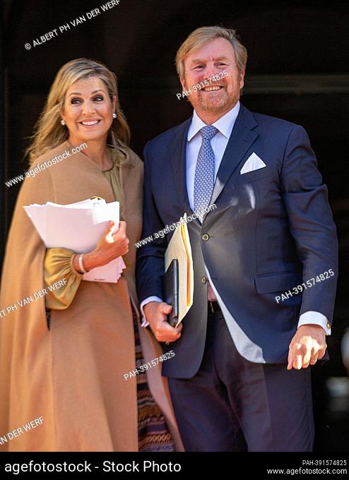 King Willem-Alexander and Queen Maxima of The Netherlands arrive at the Royal Palace in Amsterdam, on January 17, 2023, to attend the traditional New Years...