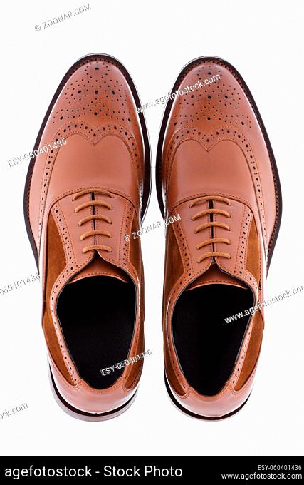 Men's brown shoes isolated on a white background