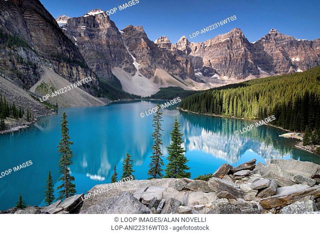 Moraine Lake and the valley of the ten peaks in the Canadian Rockies