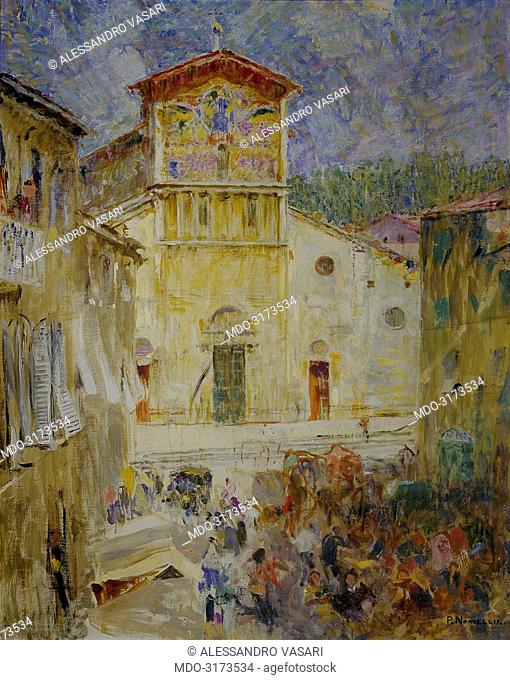 San Frediano at Lucca (San Frediano a Lucca), by Plinio Nomellini, 1930, 20th Century, oil on canvas