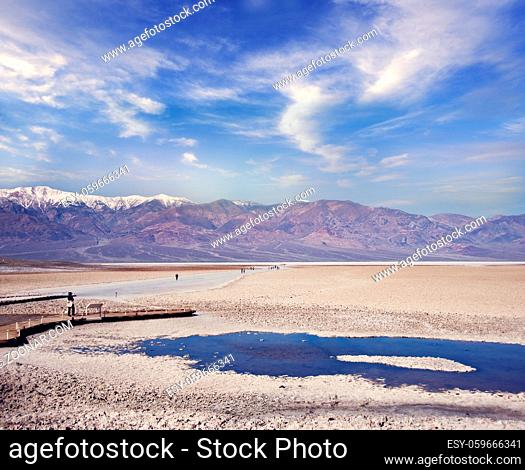 Badwater Basin in Death Valley National Park, California, USA.Badwater is the lowest point in North America