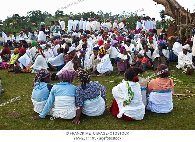 Dorze tribeswomen participating at a funeral ritual. Near Arba Minch ( Ethiopia)