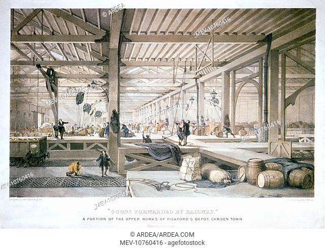 Historic Litho Print - Railway goods depot cranes and loading bays