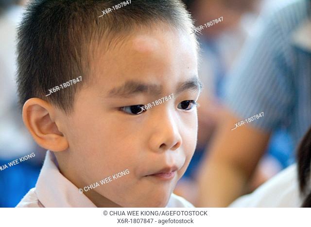 A Boy waited to Kindagarden Karaoke Competition