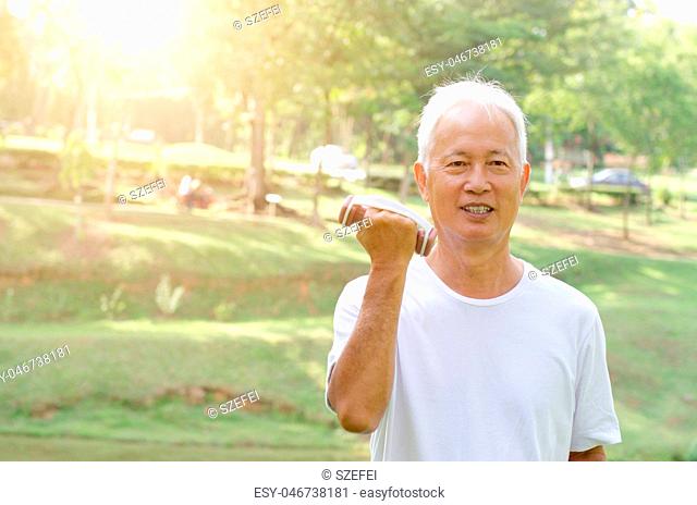 Old people exercise outdoor