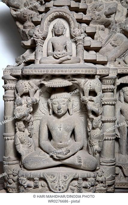 Close up of Jain Tirthankar 10th century AD , Kalchurian period found at Jabalpur district , Madhya Pradesh , India