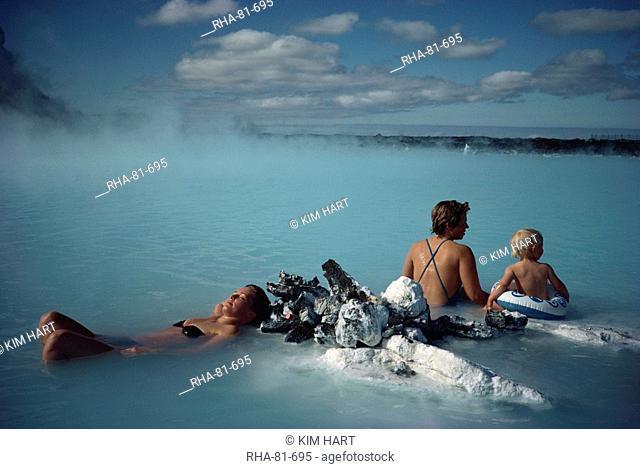 People bathing in the Blue Lagoon, Svartsengi, near Reykjavik, Iceland, Polar Regions