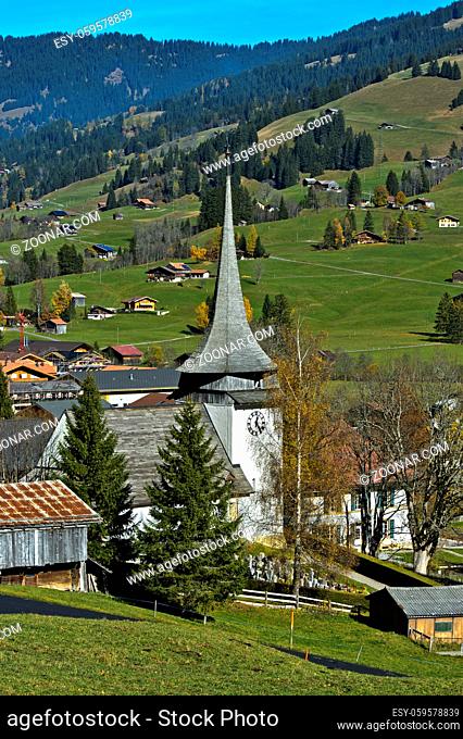 Reformierte Kirche, Gsteig bei Gstaad, Kanton Bern, Schweiz / Reformed church, Gsteig bei Gstaad, canton of Bern, Switzerland