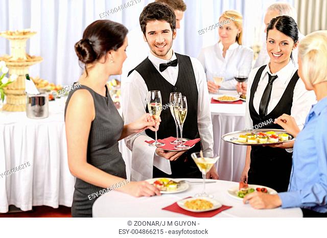 Catering service at company event offer food