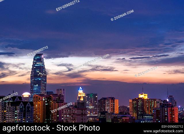 skyline in night, guangzhou china