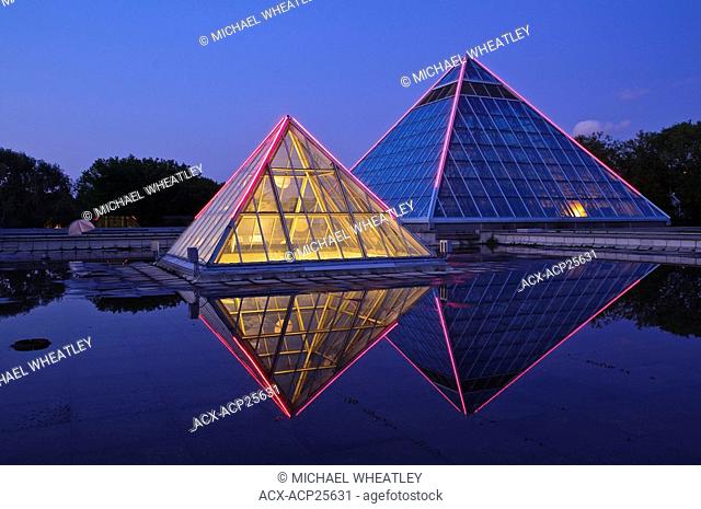 Muttart Conservatory pyramids, a Botanical Garden in Edmonton, Alberta, Canada