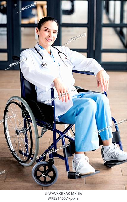 Doctor sitting in a wheelchair