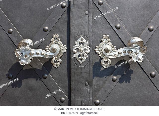 Decorated gate, Archbishop's Palace, Castle Square, Castle District, Prague, Czech Republic, Europe