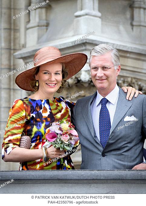 King Philippe and Queen Mathilde visit Leuven during their tour through Belgium as new king and queen, 6 September 2013. It is the first visit of the King and...